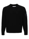 Compass Embroidered Crew Neck Organic Cotton Knit Top Navy - STONE ISLAND - BALAAN 2