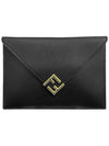 FF Gold Logo Large Pouch Bag Black - FENDI - BALAAN 3