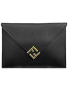 FF gold logo large clutch bag black - FENDI - BALAAN 3