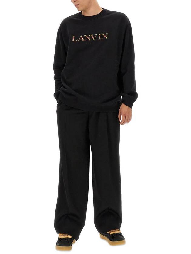 Oversized Embroidered Logo Curb Sweatshirt Black - LANVIN - BALAAN 3