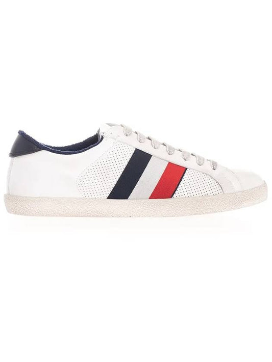 Tricolor Stripe Punching Low Top Sneakers Ivory - MONCLER - BALAAN.