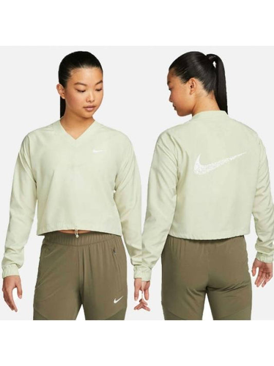 01DM7776371Women’sSwoosh Run Top JacketLight Green - NIKE - BALAAN 1