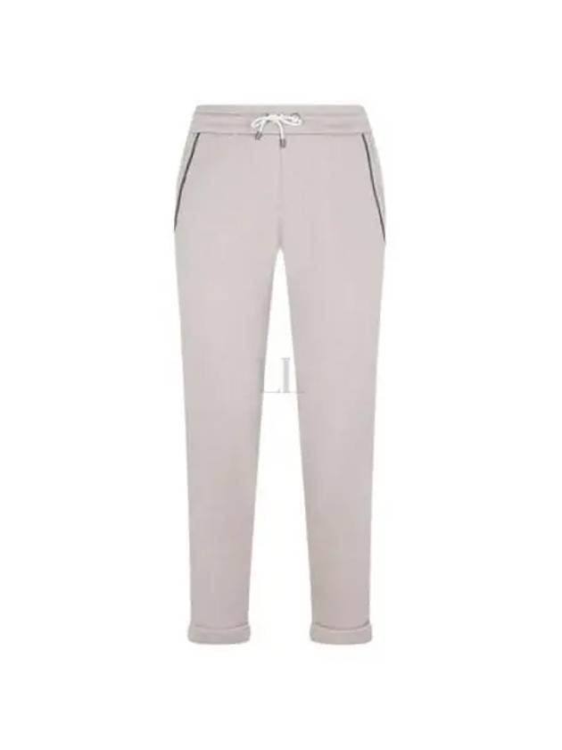 Cotton Silk Fleece Track Pants Beige - BRUNELLO CUCINELLI - BALAAN 2