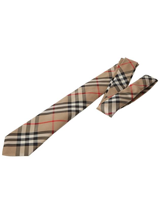 Men's Modern Cut Vintage Check Silk Tie Beige - BURBERRY - BALAAN 4