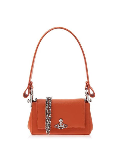 Hazel Logo Plaque Small Leather Shoulder Bag Orange - VIVIENNE WESTWOOD - BALAAN 2