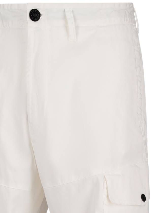 Regular Fit Cargo Cotton Straight Pants White - STONE ISLAND - BALAAN 4