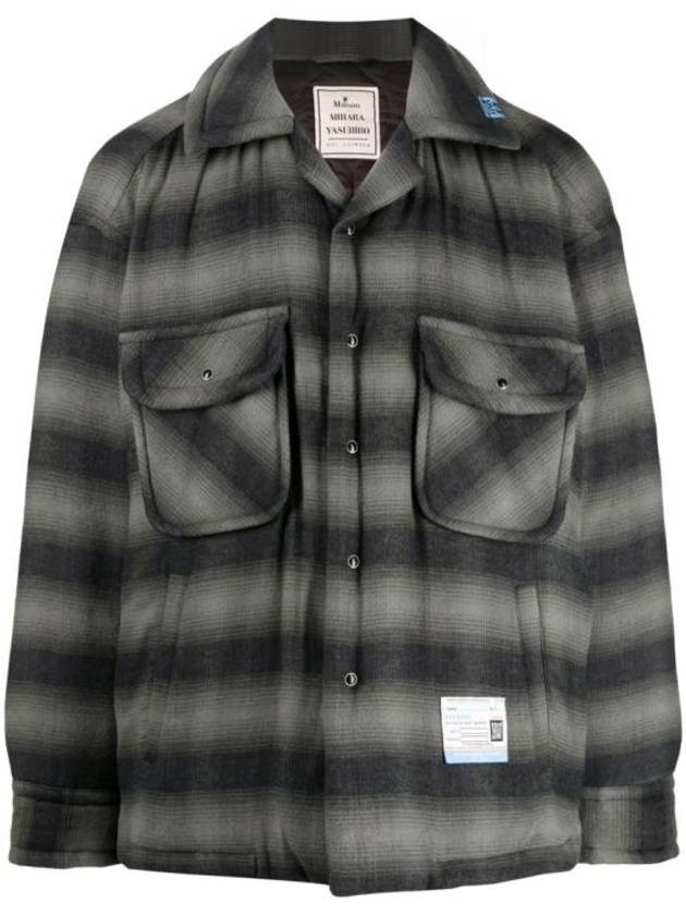 logo patch padded check long sleeved shirt black - MAISON MIHARA YASUHIRO - BALAAN 2