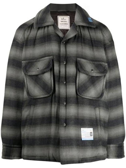 logo patch padded check long sleeved shirt black - MAISON MIHARA YASUHIRO - BALAAN 2