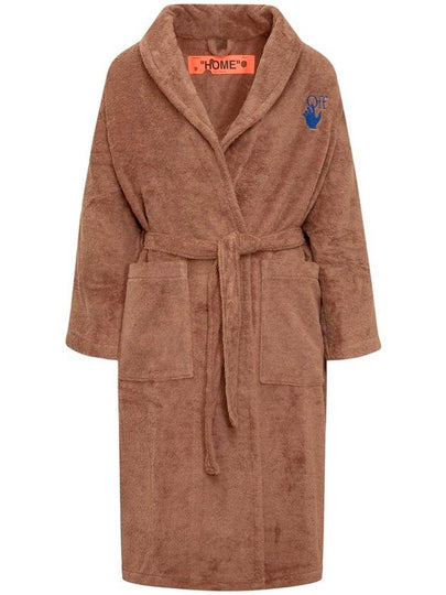 Biscuit Terry Fabric Belted Bathrobe Brown - OFF WHITE - BALAAN 2