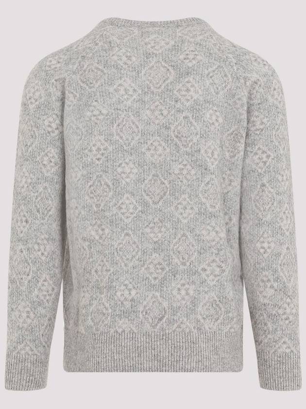 Geometric Jacquard Alpaca Knit Top Grey - BRUNELLO CUCINELLI - BALAAN 3