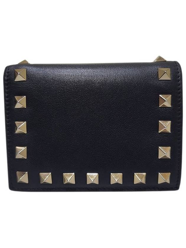 Women s PW2POP39BOL Black Leather Compact Rockstud Bicycle Wallet - VALENTINO - BALAAN 3