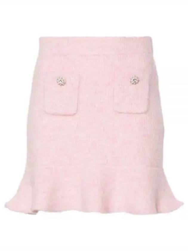 Women's Fluffy Rib Knit A-Line Skirt Pink - SELF PORTRAIT - BALAAN 2