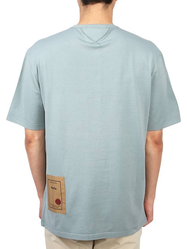 Men's Henry Neck Cotton Short Sleeve T-Shirt Blue Grey - TEN C - BALAAN 5