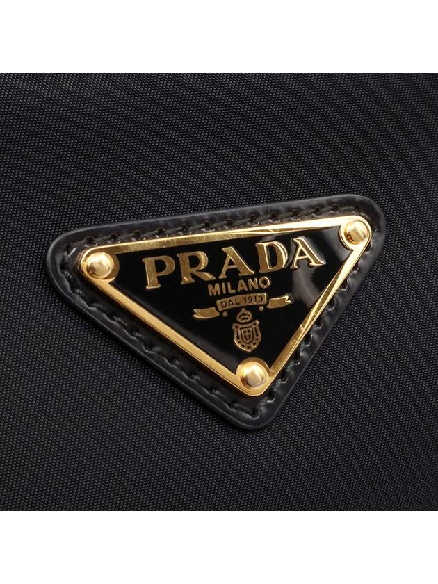 Black Re Nylon Brushed Leather Gold Triangle Logo Arque Hobo 2WAY 1BC194 - PRADA - BALAAN 7