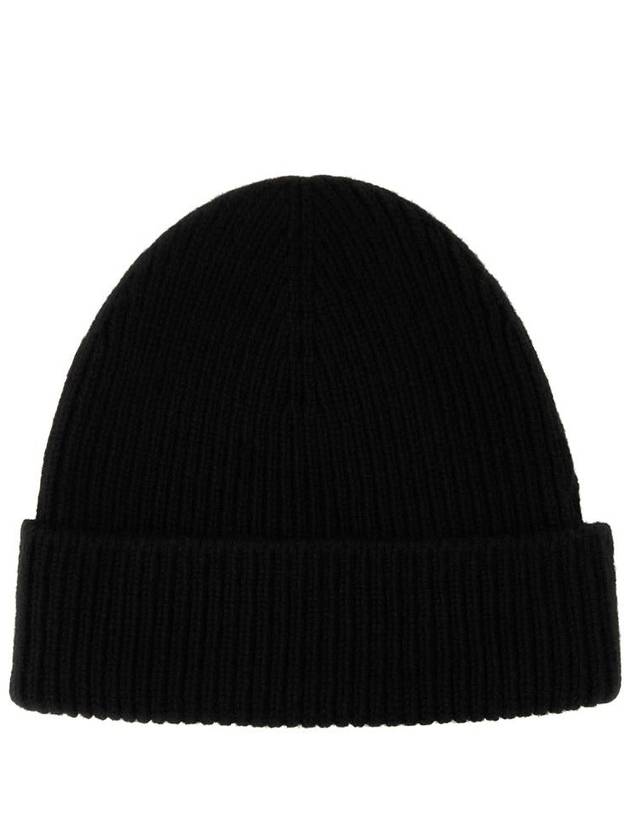 Embroidered Ribbed Cashmere Beanie Black - BURBERRY - BALAAN 3