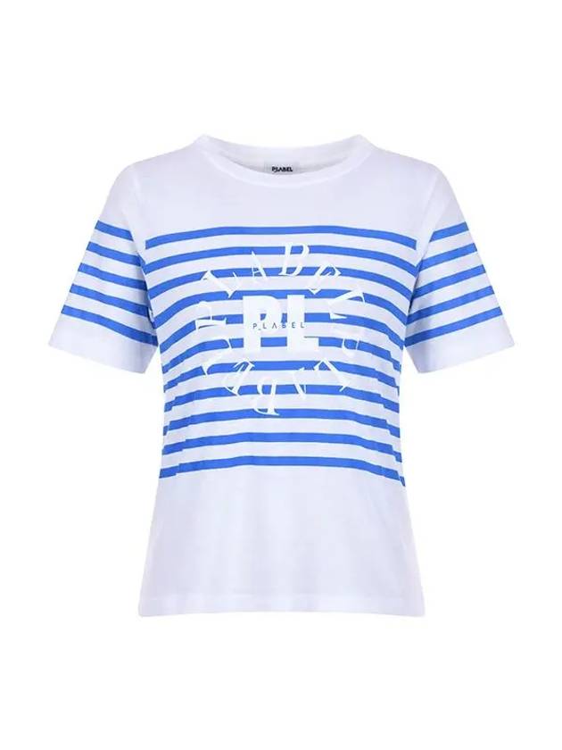 Striped Logo Short Sleeve T-Shirt MW3ME187BLU - P_LABEL - BALAAN 8