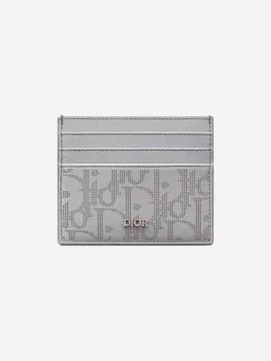 Oblique Galaxy Leather Card Wallet Grey - DIOR - BALAAN 1