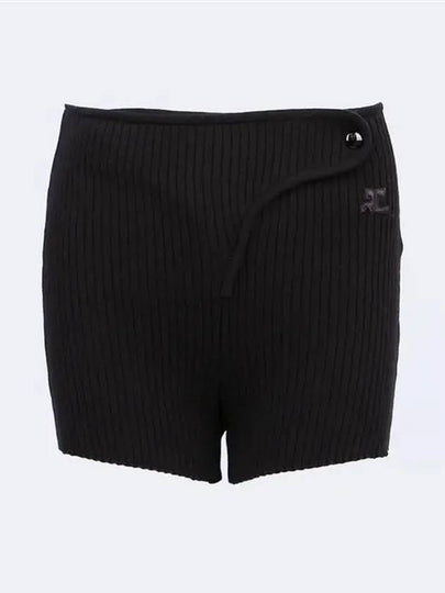 Embroidered Logo Ribbed Knit Shorts Black - COURREGES - BALAAN 2