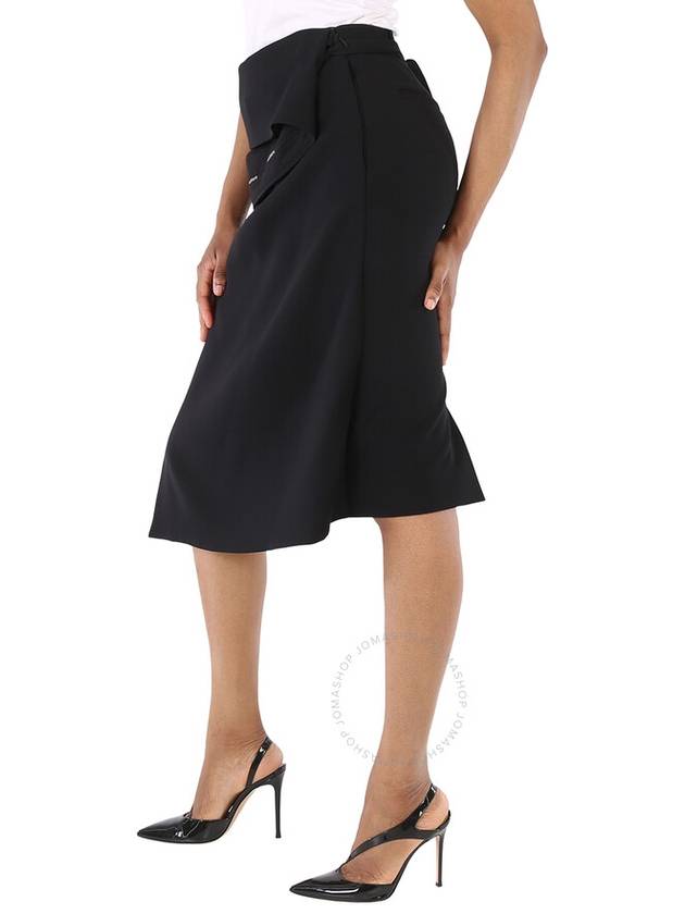 Burberry Ladies Black Asymmetrical Wrap Midi Skirt, Brand Size 8 (US Size 6) - BURBERRY - BALAAN 3