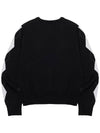 Argyle pattern sleeve V-neck semi-crop knit BLACK - 20THHOLE - BALAAN 6