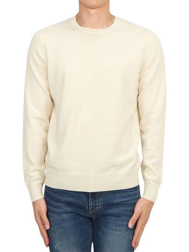 Men's Crew Neck Cashmere Knit Top Off White - DRUMOHR - BALAAN 1