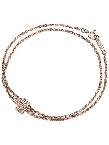 Tiffany T diamond double chain bracelet rose gold 62355646 - TIFFANY & CO. - BALAAN 1