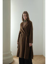 Kaisienne slim fit no collar slit wool embroidery stitch coat khaki brown - CAHIERS - BALAAN 9