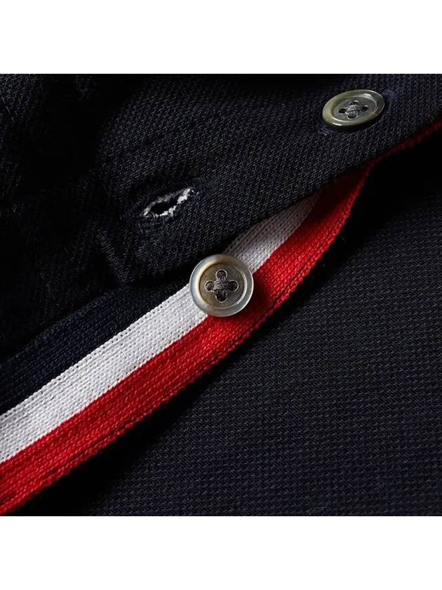 Men's Three Stripes Pocket Mercerized Short Sleeve Polo Shirt Navy - THOM BROWNE - BALAAN 6