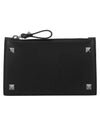 Rockstud Zipped Card Wallet Black - VALENTINO - BALAAN 1