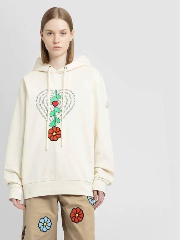 Flower Fleece Jersey Hoodie Beige - MONCLER - BALAAN 9