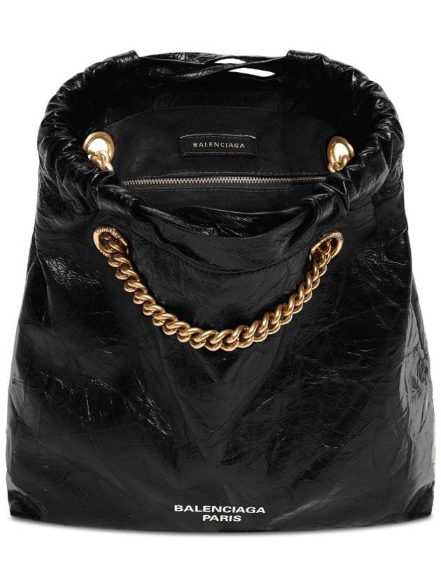 Crush Small Leather Shoulder Bag Black - BALENCIAGA - BALAAN 7