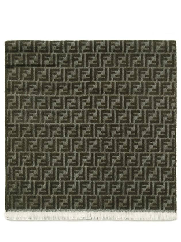 FF Jacquard Wool Muffler Green - FENDI - BALAAN 2