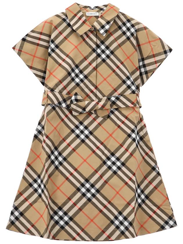 Kids Check Cotton Dress Sand - BURBERRY - BALAAN 2