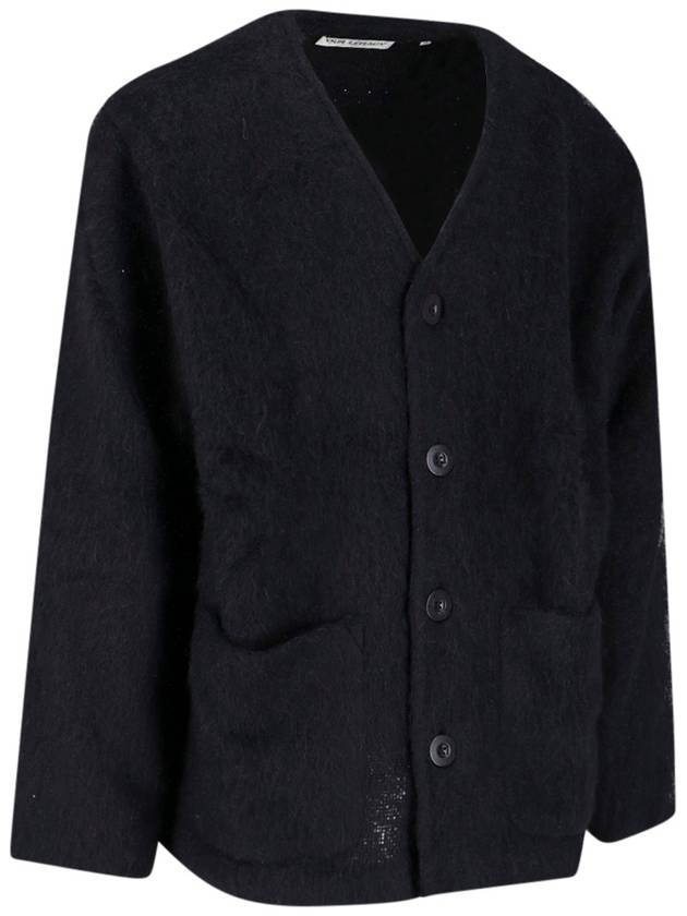 Mohair V-Neck Relaxed Fit Wool Cardigan Black - OUR LEGACY - BALAAN 3