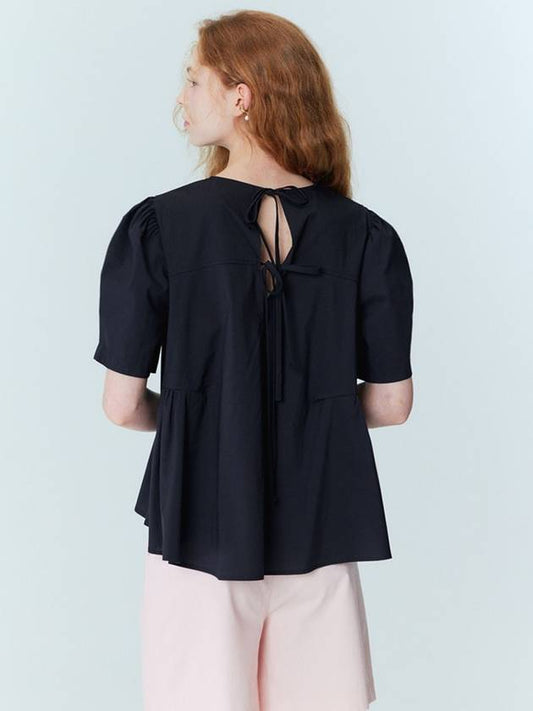 Ribbon detail peplum blouse black - OPENING SUNSHINE - BALAAN 2