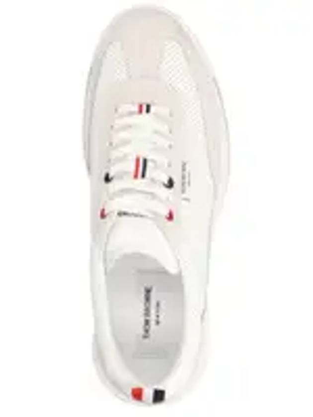 Vitello Calf Leather Clear Sole Tech Runner Sneakers White - THOM BROWNE - BALAAN 4