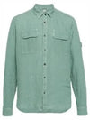 Linen Pocket Long Sleeve Shirt Green - CP COMPANY - BALAAN 2