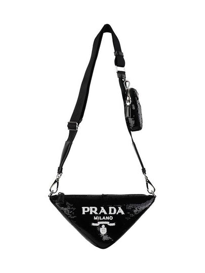 Sequin Triangle Cross Bag Black - PRADA - BALAAN 2