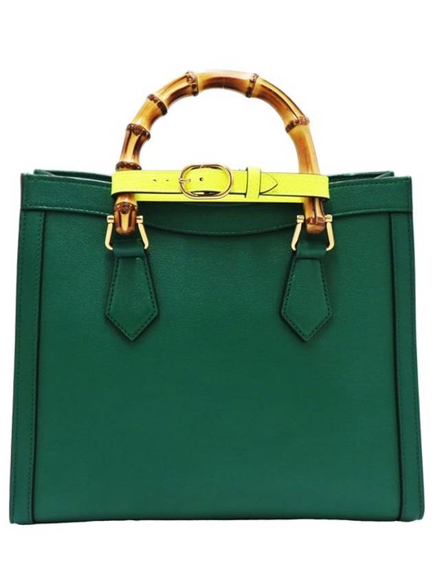 Women s Leather Tote Bag Green Gucci 660195 Emerald Diana Bamboo Small - GUCCI - BALAAN 4