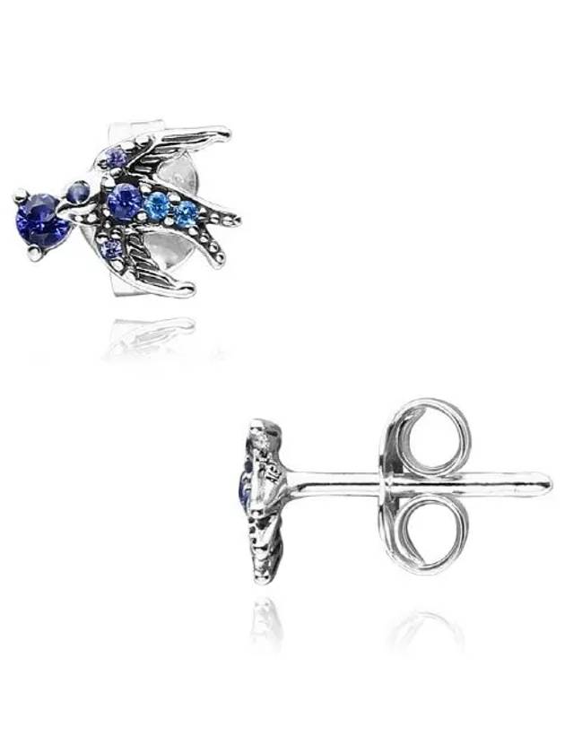 Women's Sparkling Swallow Stud Earrings Blue - PANDORA - BALAAN 4