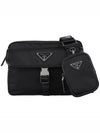 Re-Nylon Saffiano Leather Shoulder Bag Black - PRADA - BALAAN 3