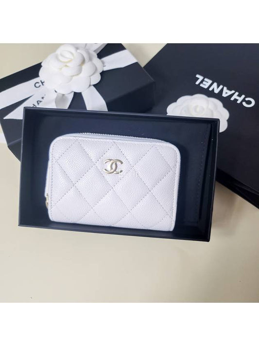 Classic zipper coin card wallet white caviar gold AP0216 - CHANEL - BALAAN 2