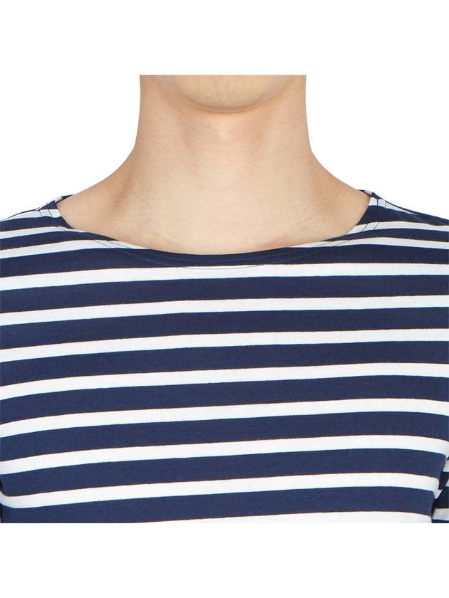 Levant Modern Striped Short Sleeve T-Shirt Navy Neige - SAINT JAMES - BALAAN 9