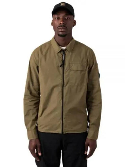 Gabardine Zipped Long Sleeve Shirt Khaki - CP COMPANY - BALAAN 2