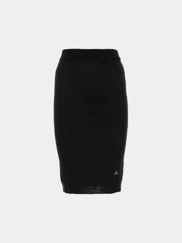 Women's Embroidered Logo Wool Pencil Skirt Black - VIVIENNE WESTWOOD - BALAAN 2