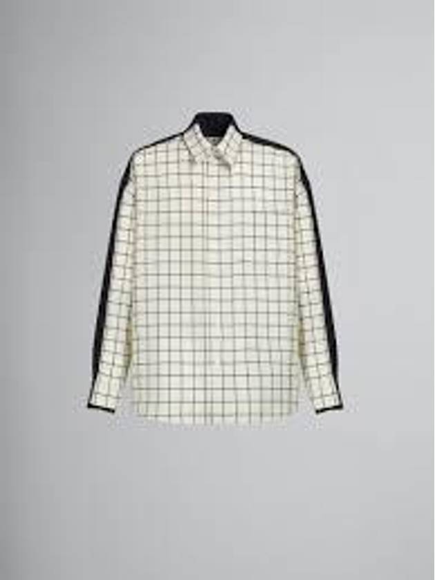 Grid Pattern Panel Long Sleeve Shirt White - MARNI - BALAAN 2