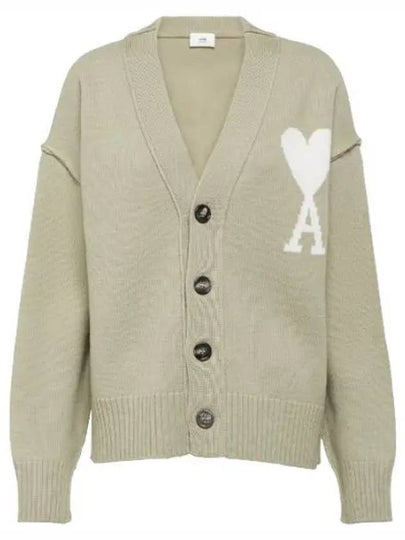 De Coeur Logo Wool Cardigan Green - AMI - BALAAN 2