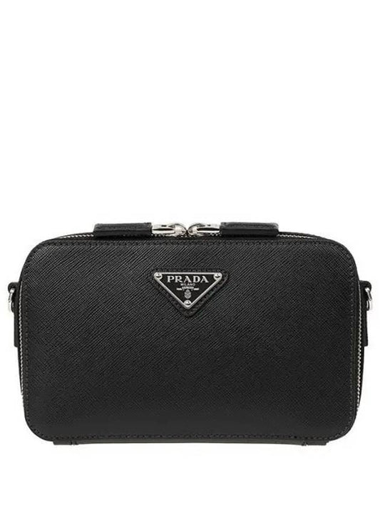 Brique Saffiano Leather Cross Bag Black - PRADA - BALAAN 2