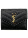 Monogram Cassandra Matelasse Half Wallet Black - SAINT LAURENT - BALAAN 2