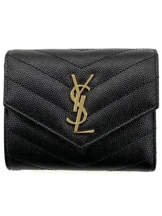 Monogram Cassandra Matelasse Half Wallet Black - SAINT LAURENT - BALAAN 2